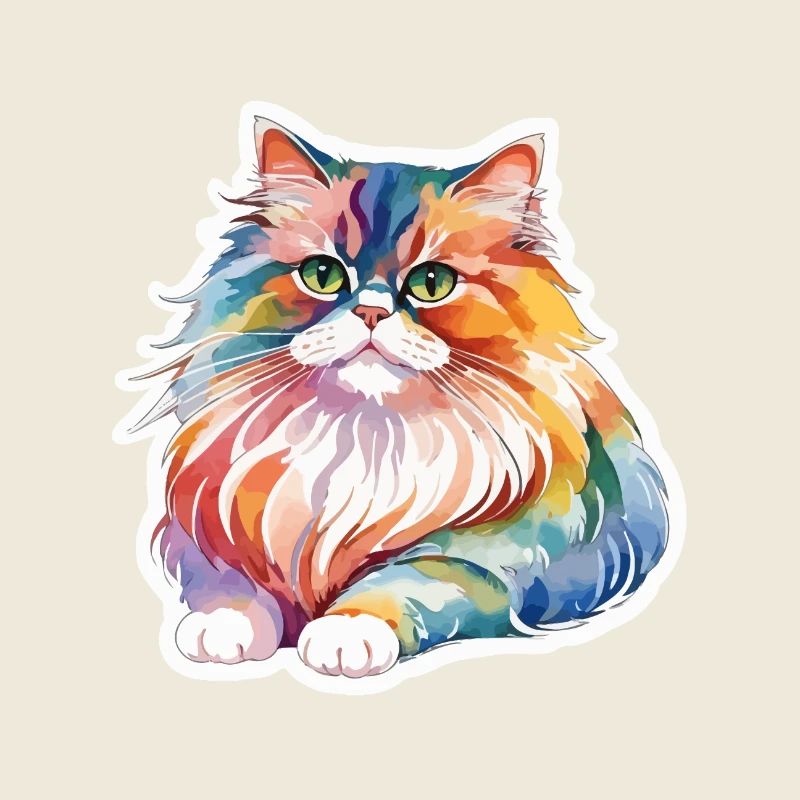 Aquarelles de chat persan