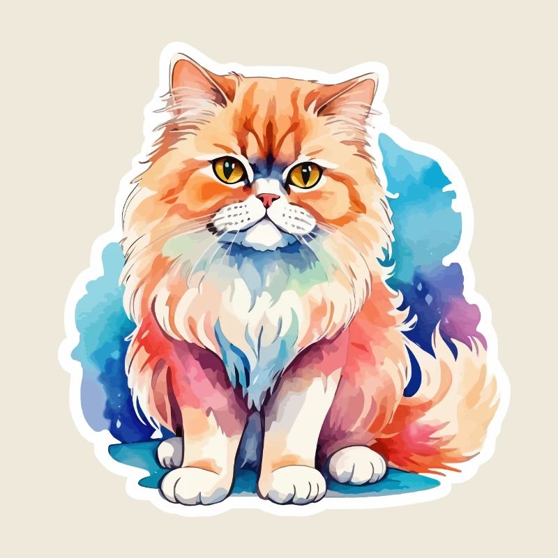 Aquarelles de chat persan