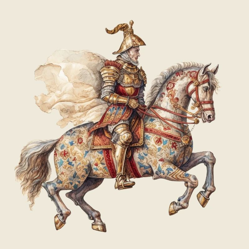 Chevalier à cheval, Moyen Âge