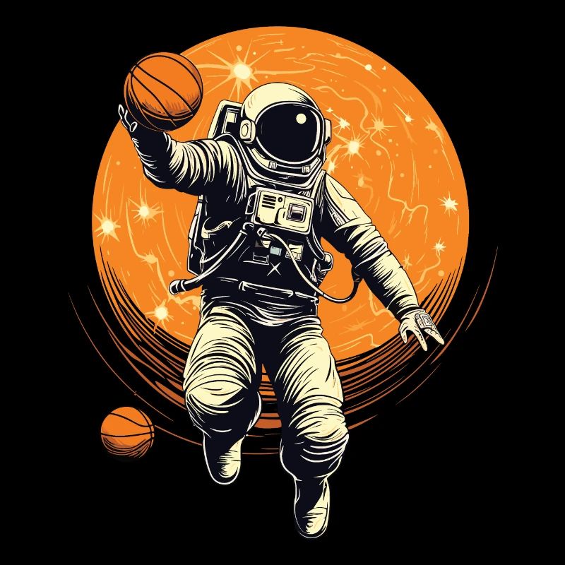 Astronaute, basket-ball dans l’espace, illustration