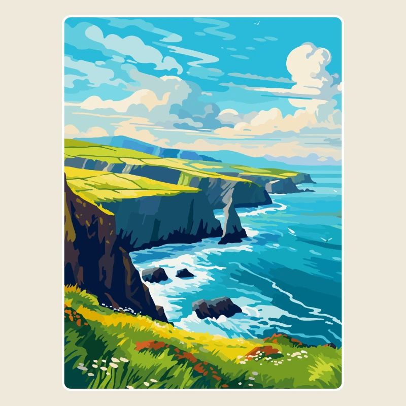 Péninsule de Dingle Irlande Royaume-Uni Affiche de voyage vintage