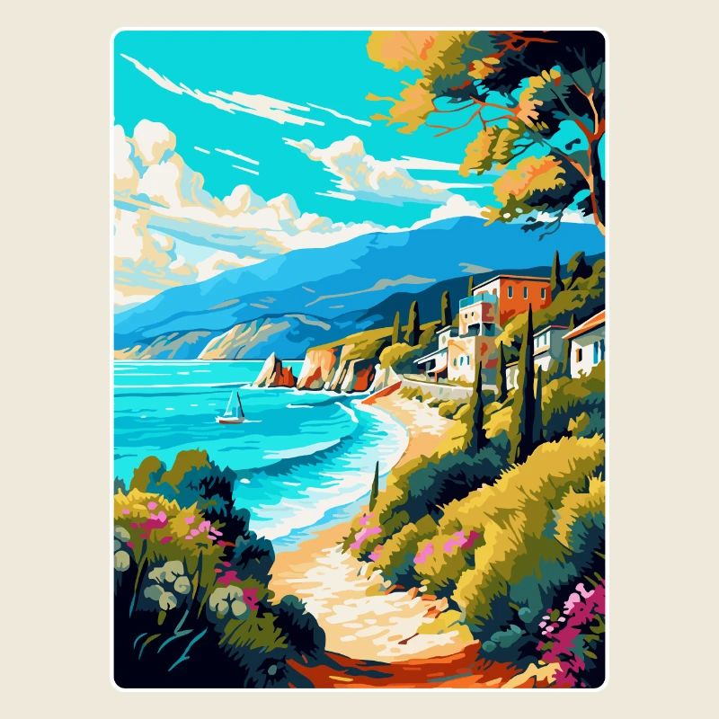 Lefkada Grèce Affiche de voyage vintage Souvenir WPA