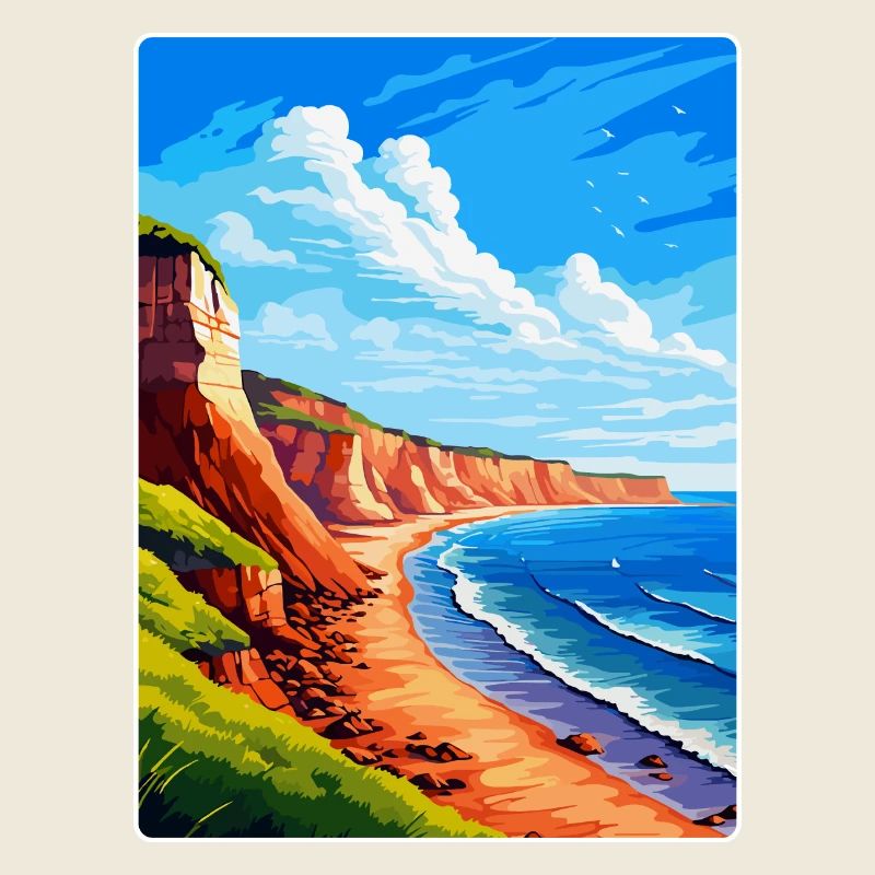 Affiche de voyage vintage Torquay Cliffs Angleterre Royaume-Uni