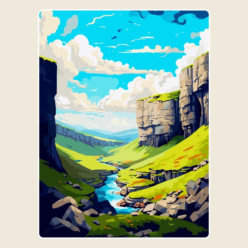 Malham Cove Angleterre Royaume-Uni Affiche de voyage Souvenir WPA