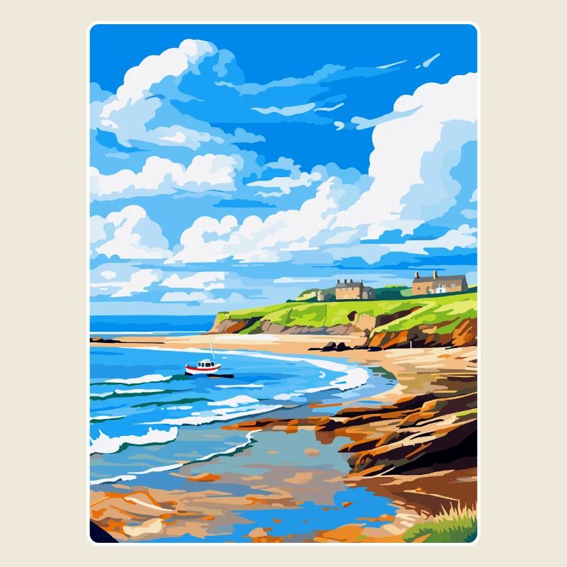 Bude, Cornouailles, Angleterre, Royaume-Uni, Affiche de voyage, Souvenir