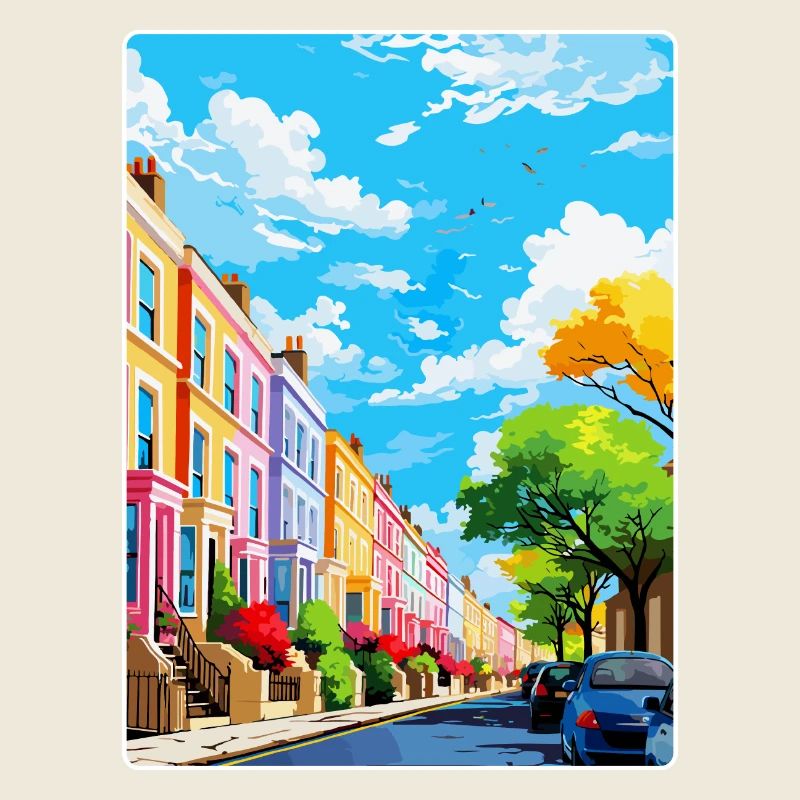 Notting Hill Londres Angleterre Royaume-Uni Affiche de voyage WPA