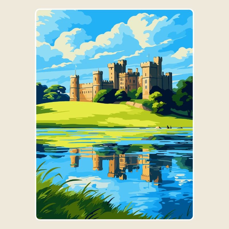 Château de Leeds Angleterre Royaume-Uni Affiche de voyage Souvenir WPA