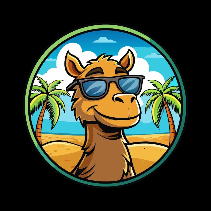Camel Drôle Dessin Animé Plage D’été Lunettes De Soleil Cool