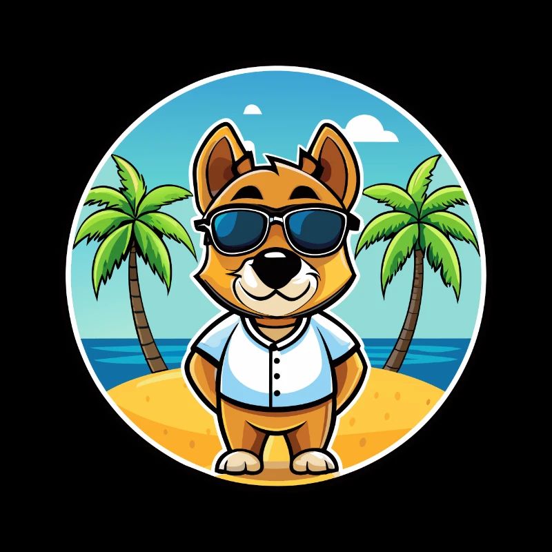 Sporting Lucas Terrier Chien Race Dessin Animé Plage