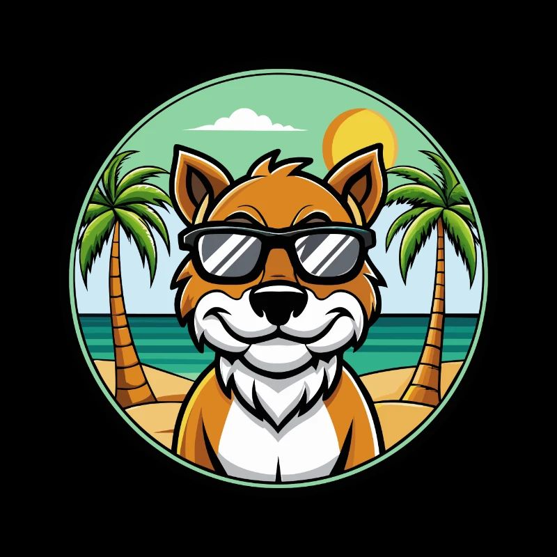 Formose, Bouvier, Race, Dessin Animé, Lunettes De Soleil, Plage