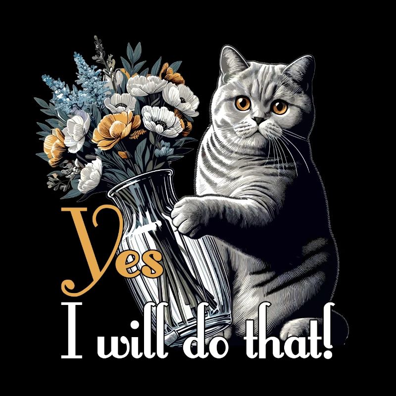 BKH Britisch Kurzhaar Katze Vase umkippen Geschenk