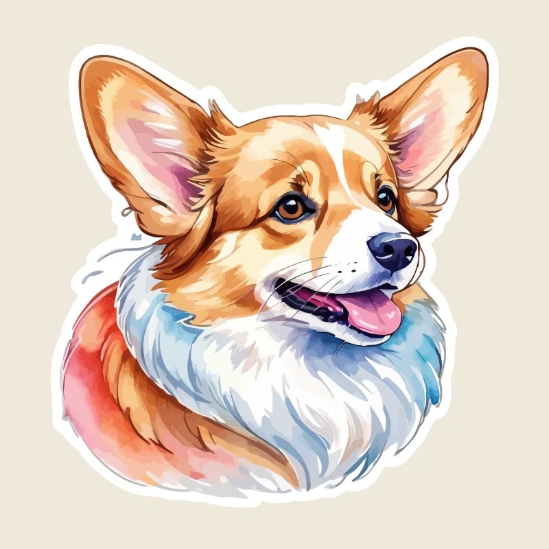 Welsh Corgi Pembroke Aquarelle