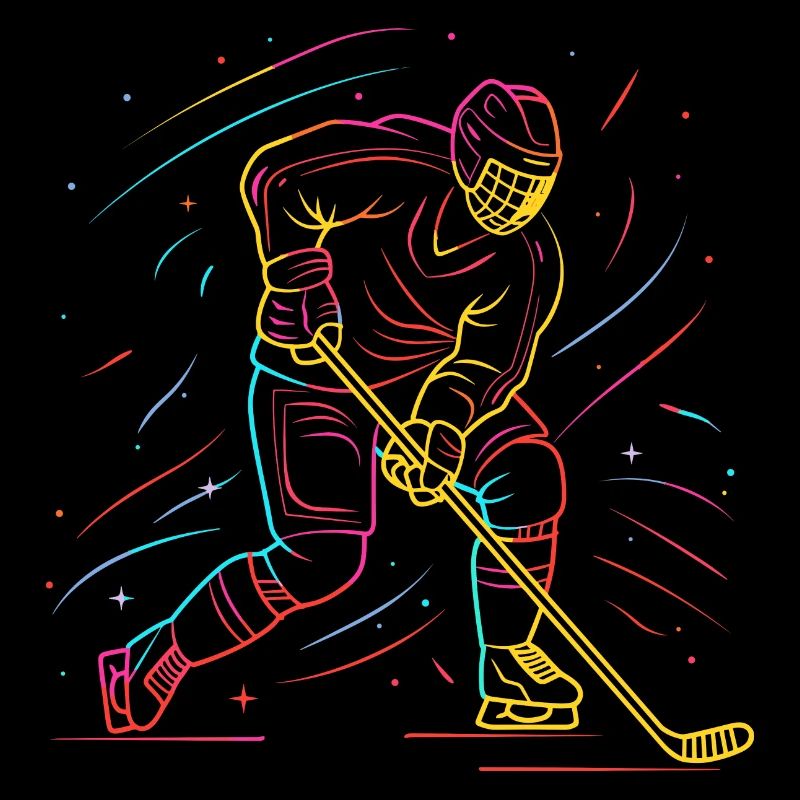 Eishockeyspieler Line Art