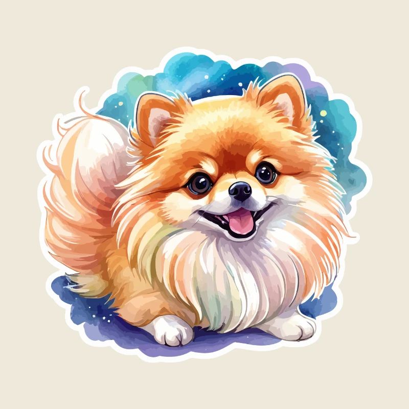 Pomeranian Zwergspitz Wasserfarben