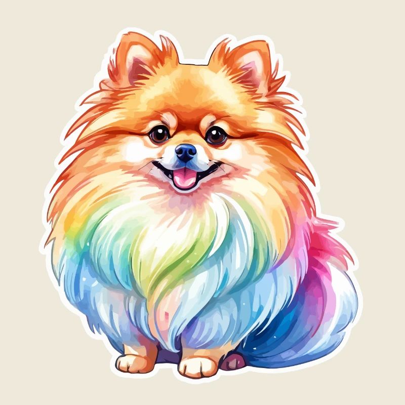 Pomeranian Zwergspitz Wasserfarben