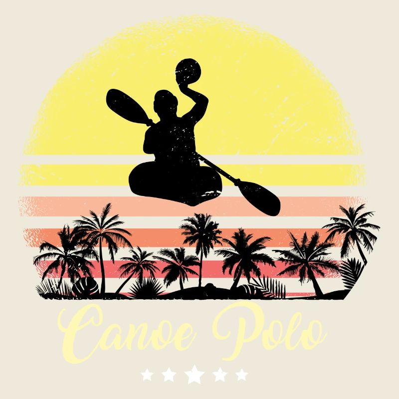Canoe Polo Rower Vintage Retro Sunset