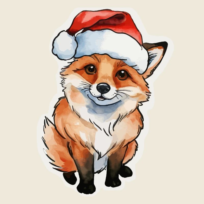 Fox Christmas Watercolors
