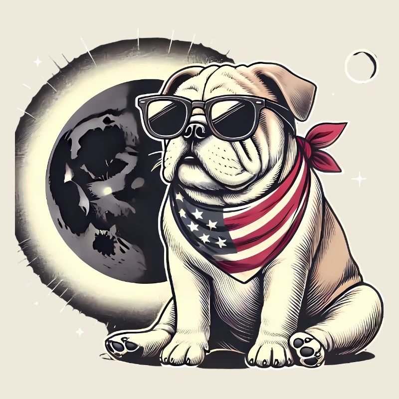 Patriotic Bulldog Solar Eclipse