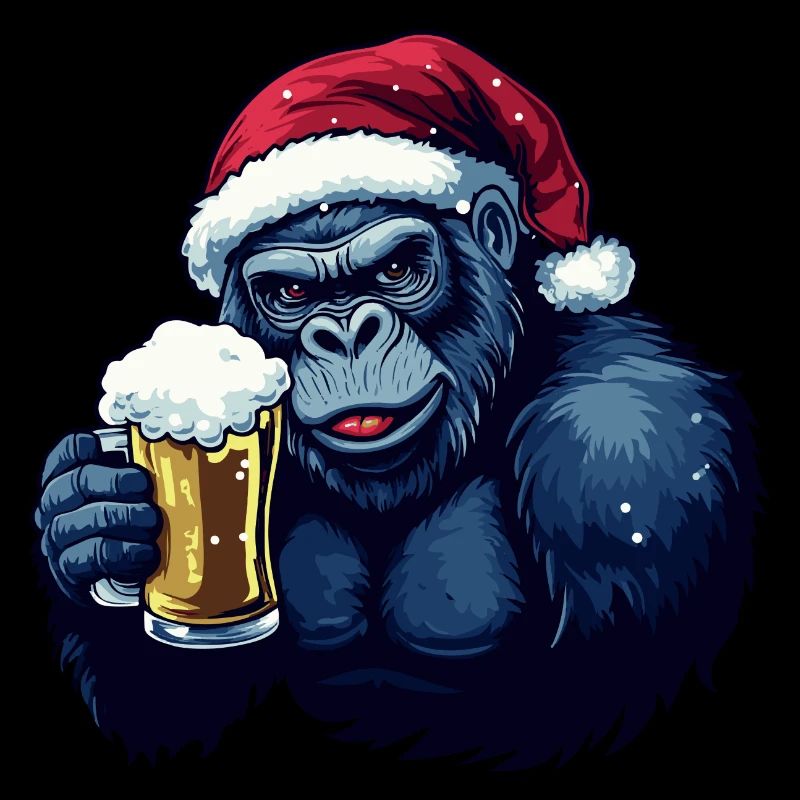 Gorilla Weihnachten Bier Lustig