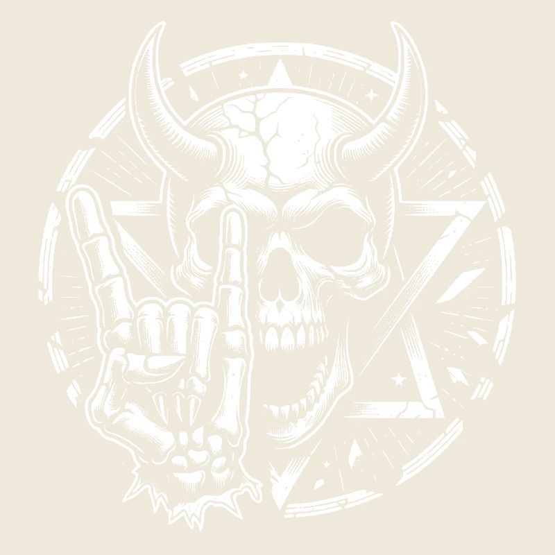 Skull mit Hörnern Pentagramm macht devil horns