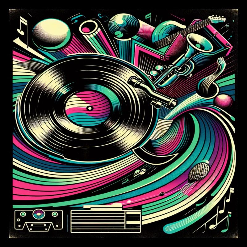 Musique rétro : Vinyle et instruments Design