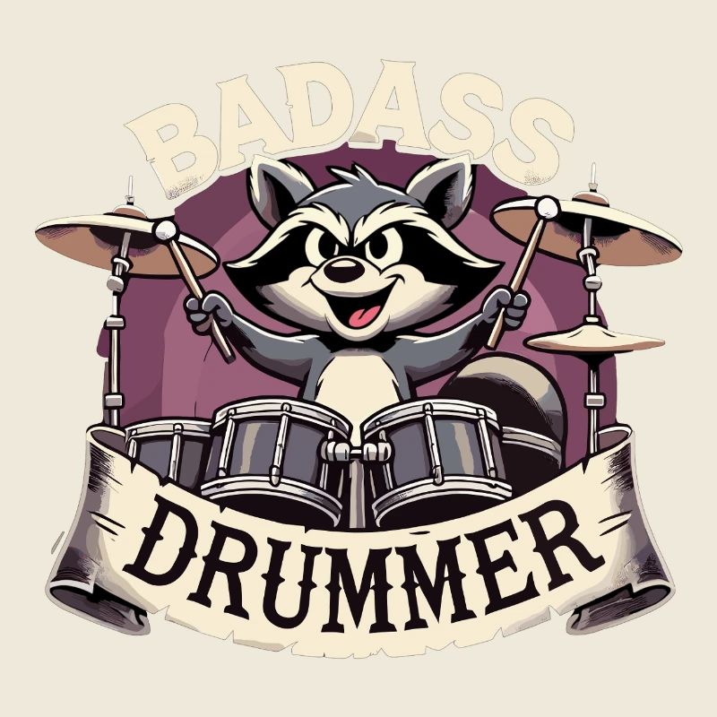 Badass Drummer Raton laveur Cadeau cool