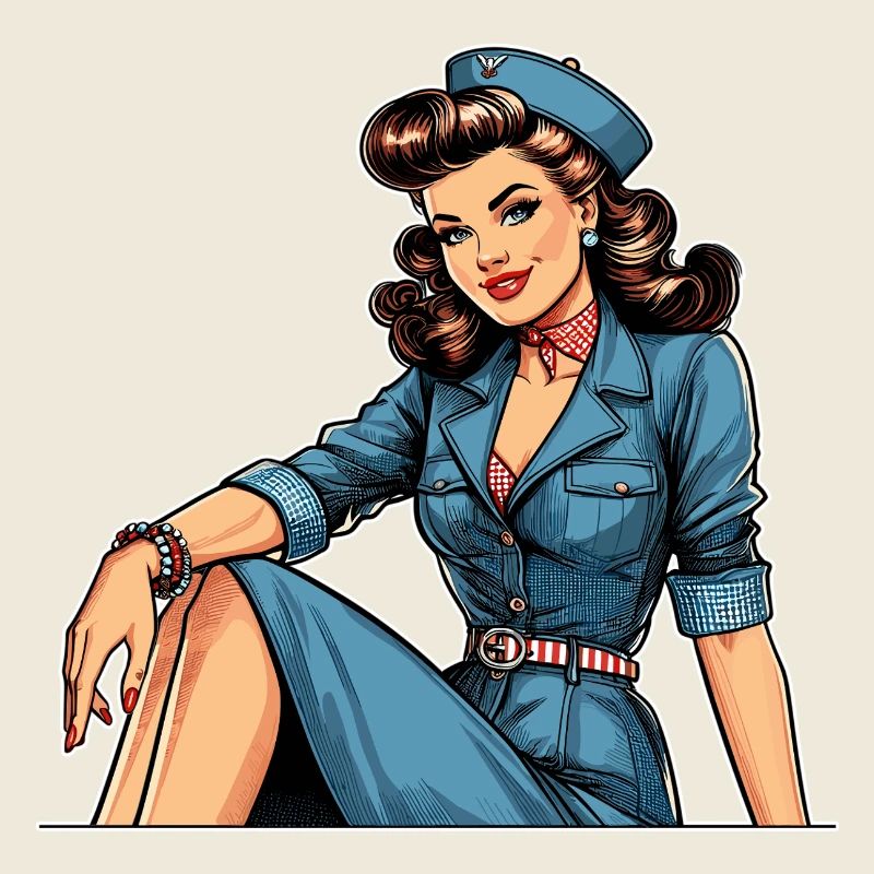 Pin Up Retro Stewardess Flight Attendant Gift