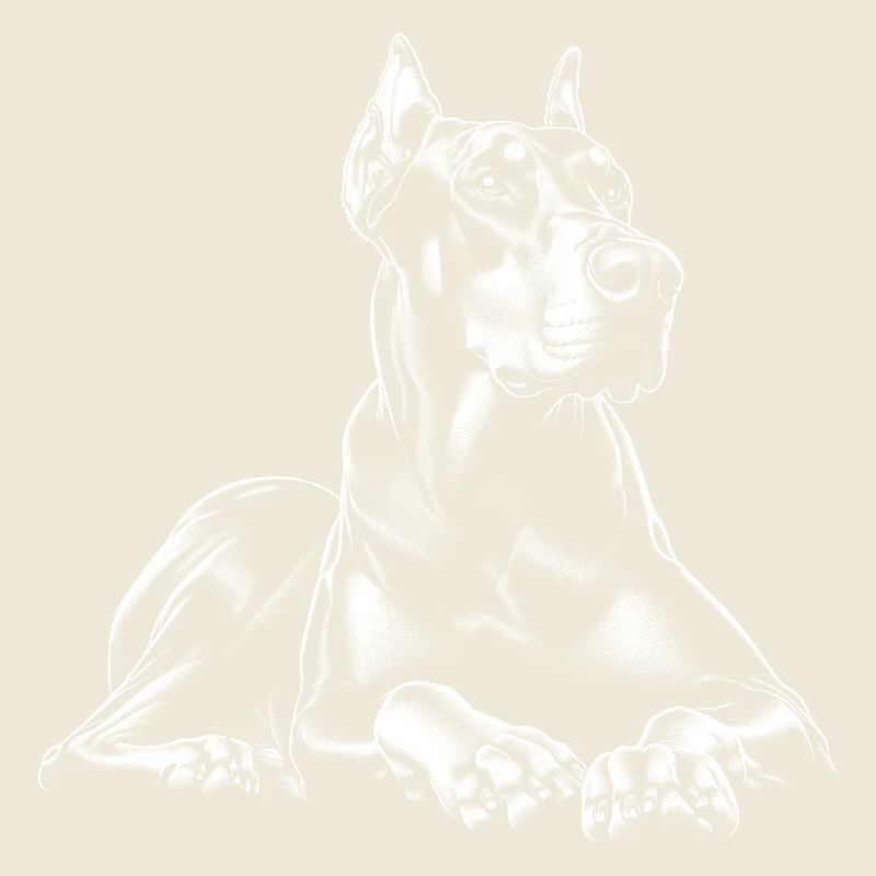 Doberman cool en pose allongée en noir et blanc