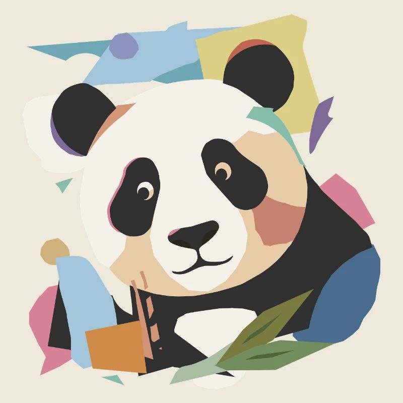 Panda heureux dans un look de collage moderne