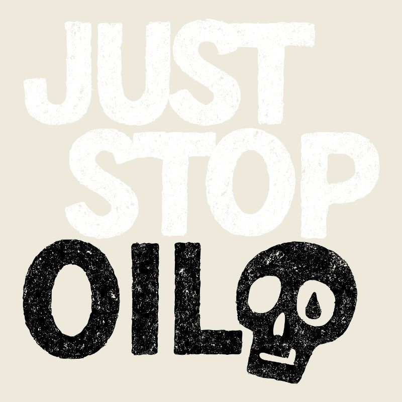 Auffällige „Just Stop“-Protestgrafik