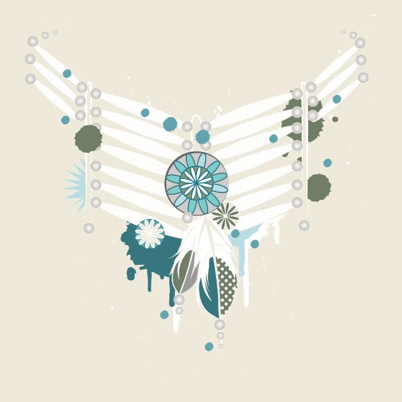 Boho Feather Necklace in Turquoise and White