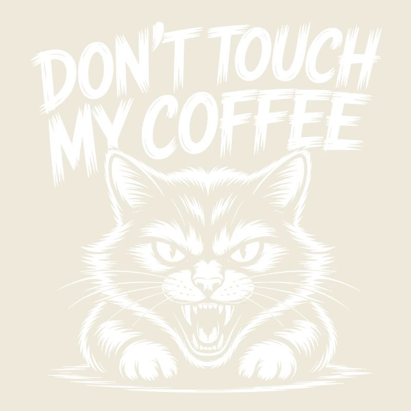 Kaffee Warnung mit wütender Katze