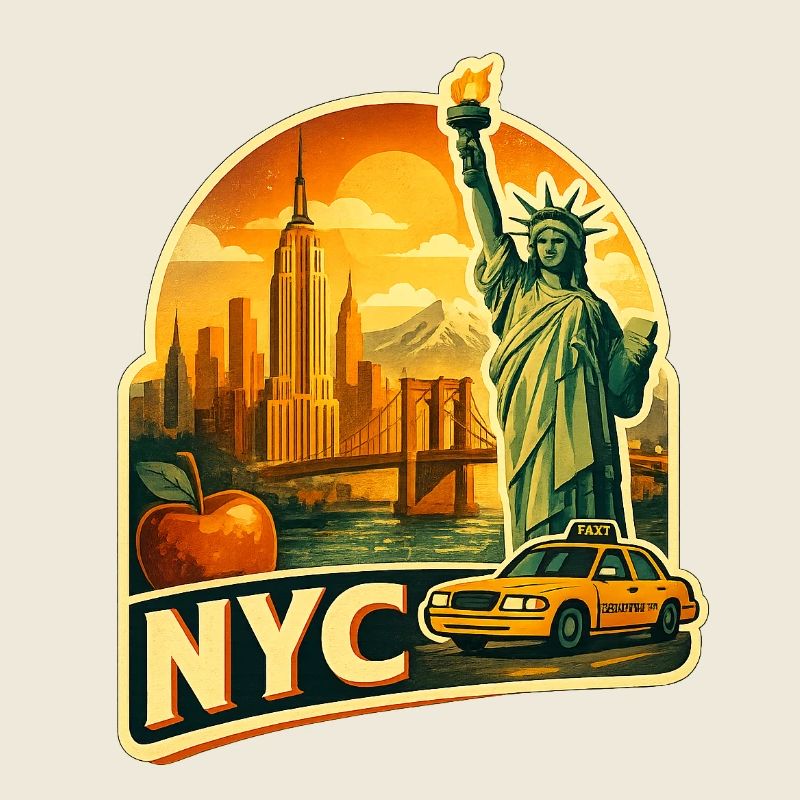 Retro NYC Skyline-Aufkleber