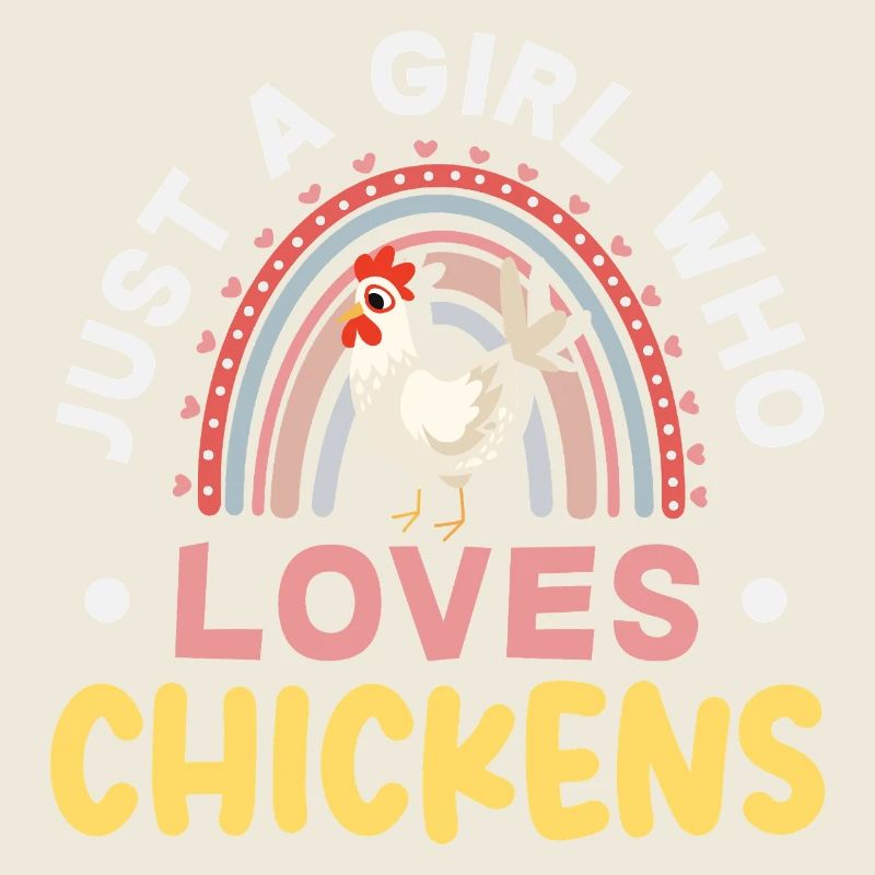 Mädchen das Hühner liebt Regenbogen