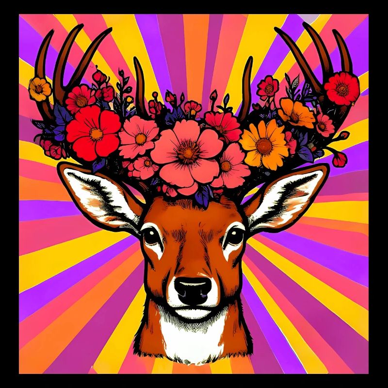 Hirsch mit Blumen