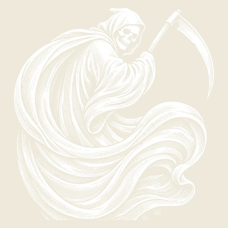 Faucheur à capuche avec silhouette de faux
