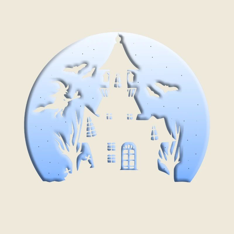HALLOWEEN - HAUS - HEXE - FLEDERMÄUSE