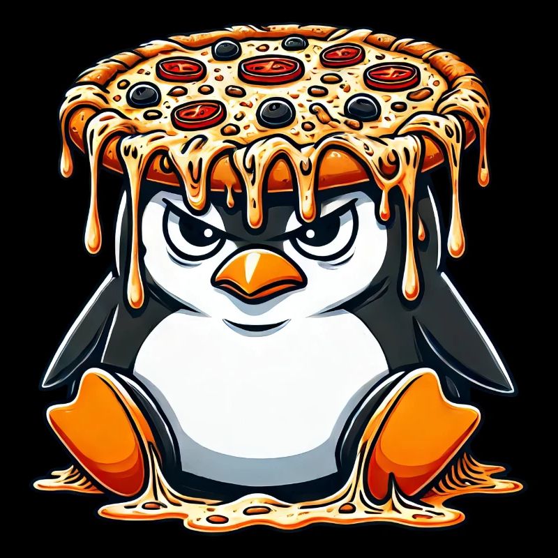 Cute Penguin Chef Cartoon Pizza Clumsy