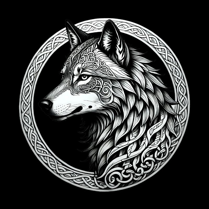 Wolf mit keltischem Knoten 02