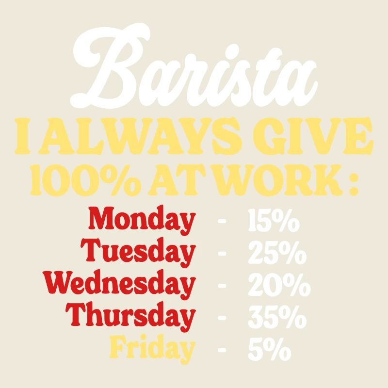 100% At Work Funny Barista Quote