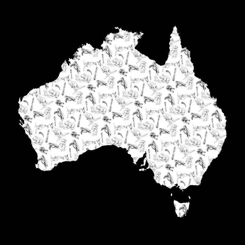 Map of Australia with Animal Pattern