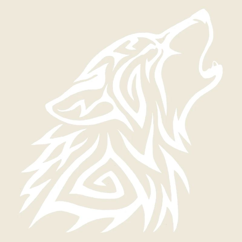 Tribal Wolf Howl White