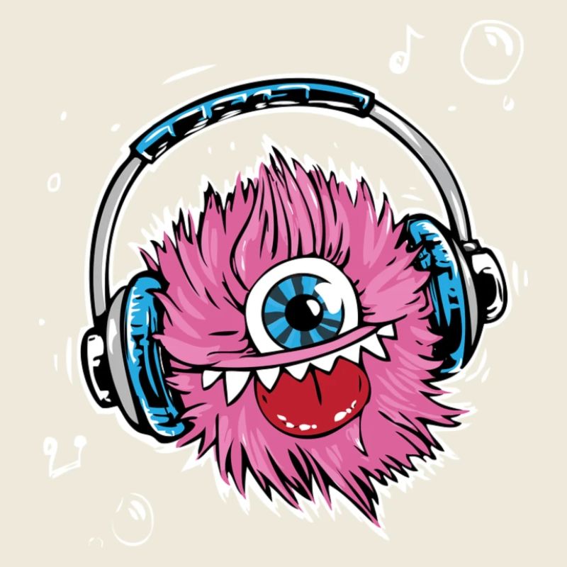 Monster mit Kopfhörer