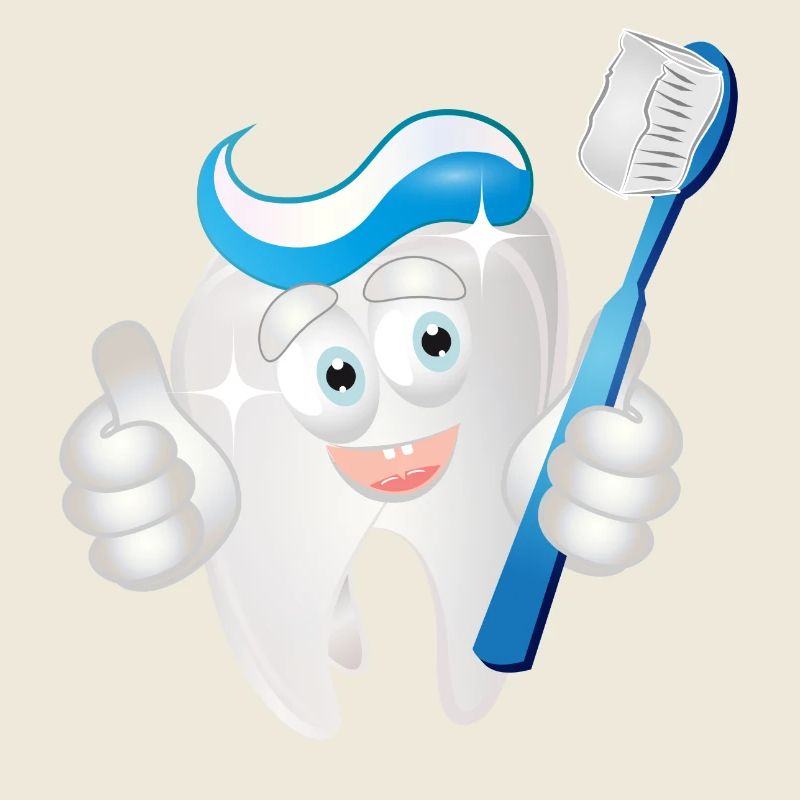 Dent blanche rayonnante avec du dentifrice en bande dessinée