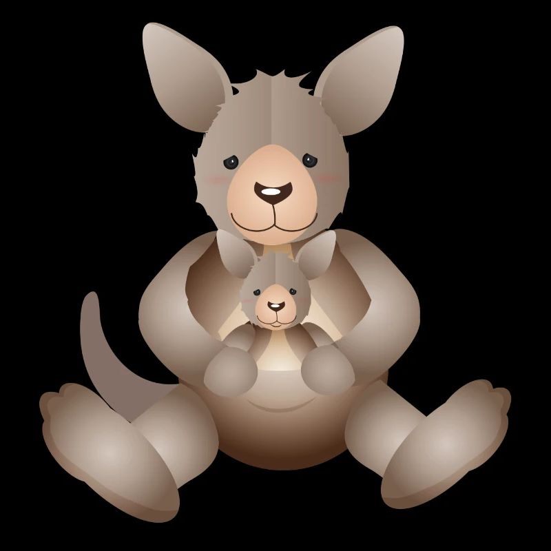 Kangaroo mom with small sugar-sweet offspring