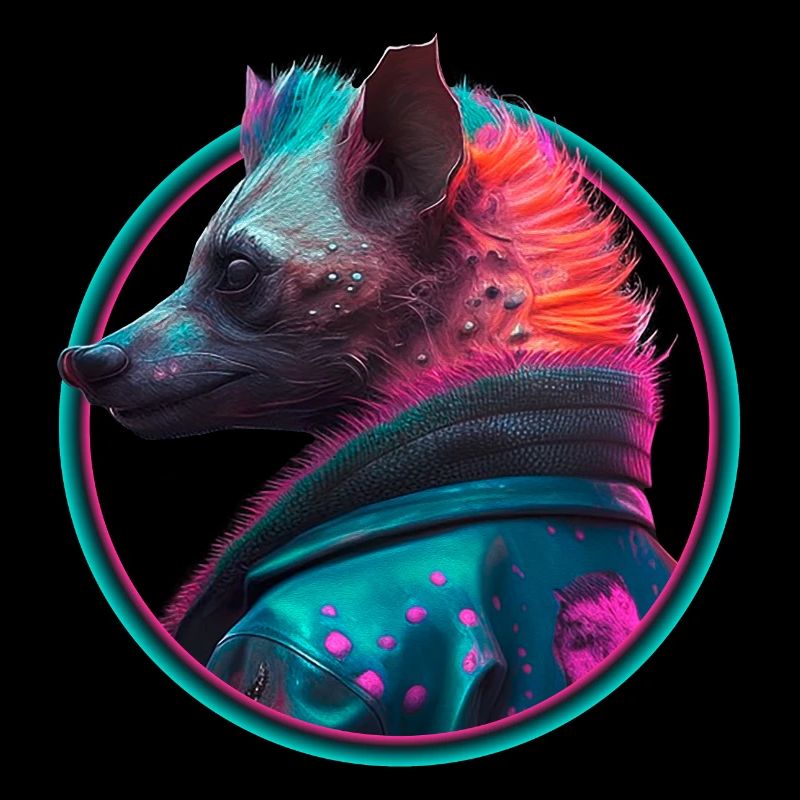 Punk hyena in leather jacket