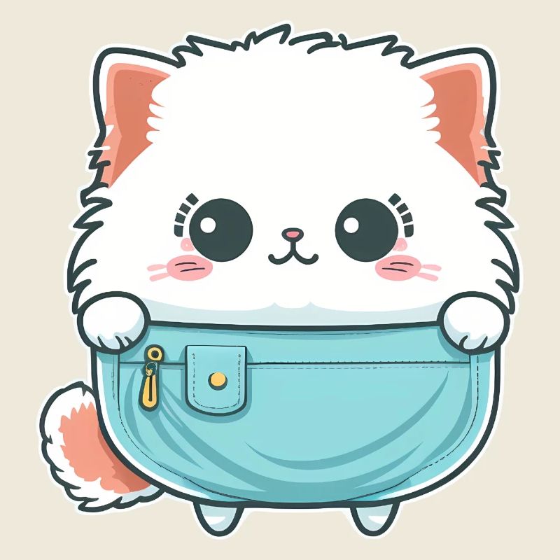 Cute Angora cat in a bag