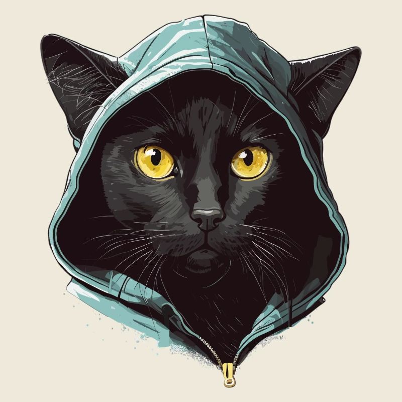 Tête de chat Noir Chat Bombay Chat heureux Chats