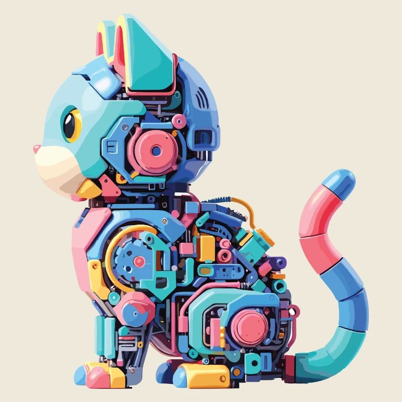 Chat Robot Abstrait Coloré