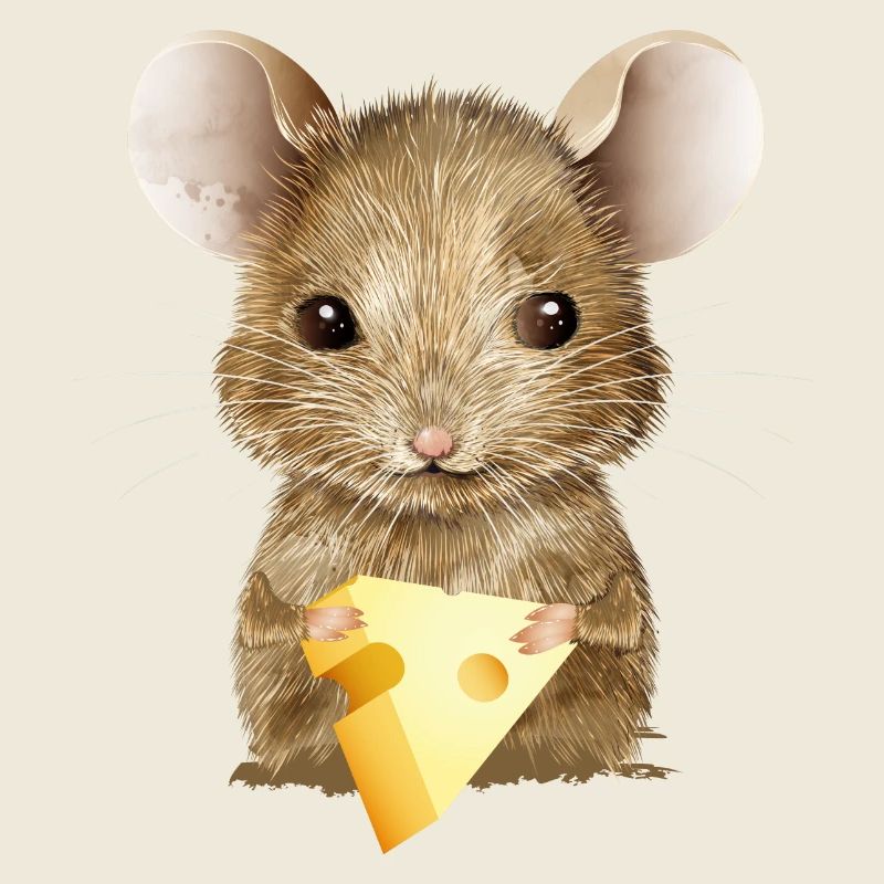 cute mouse enjoys a small piece of cheese